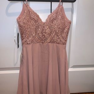 Pink Lace Back Spaghetti Strap Dress - With tags!